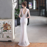 Sequin Chains V-Neck Mermaid Evening Dress