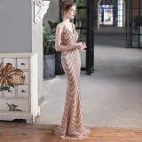 Sequin Chains V-Neck Mermaid Evening Dress