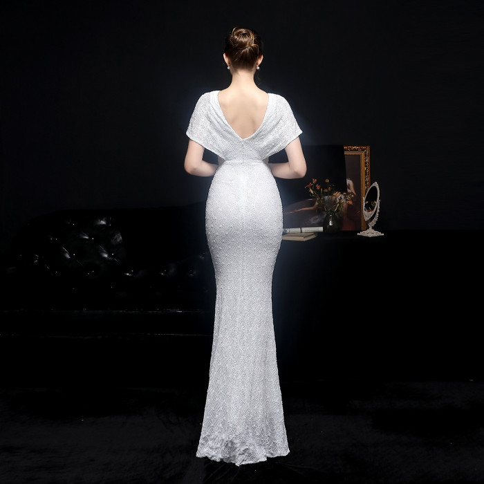 Sequins V-Neck Mermaid Bridal Dress