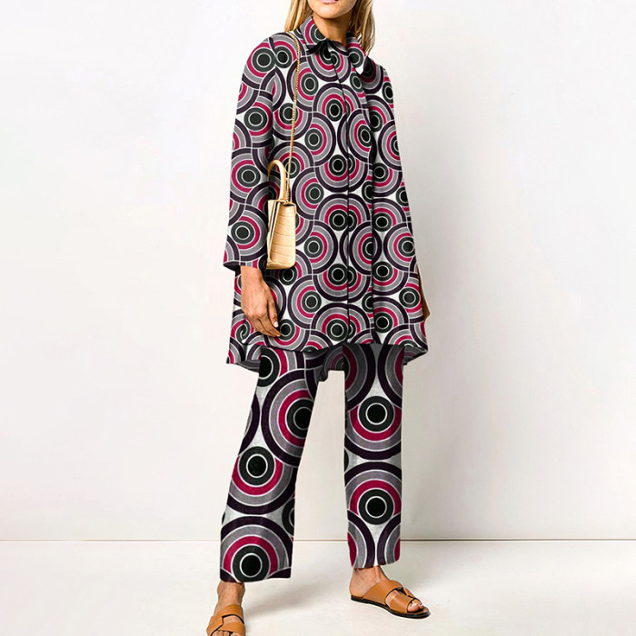 Printed Long Sleeve Fashionable Casual Suit