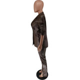 Pu Leather Blazer And Pants 2 Piece Suit