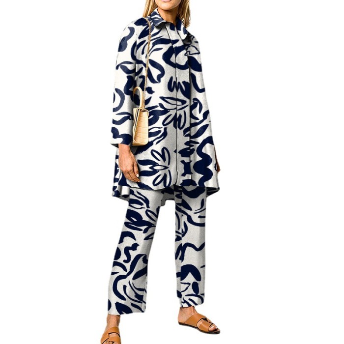 Printed Long Sleeve Fashionable Casual Suit