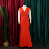 Women'S Summer V-Neck Sexy Tassel Party Dress Bridesmaid Dress