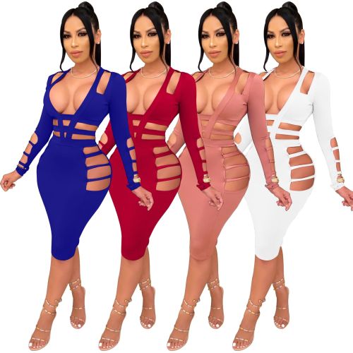 Hollow Out Bandage Sexy Club Dress