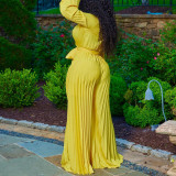 V-Neck Sexy Lace-Up Pleated Wide Leg Plus Size Jumpsuit