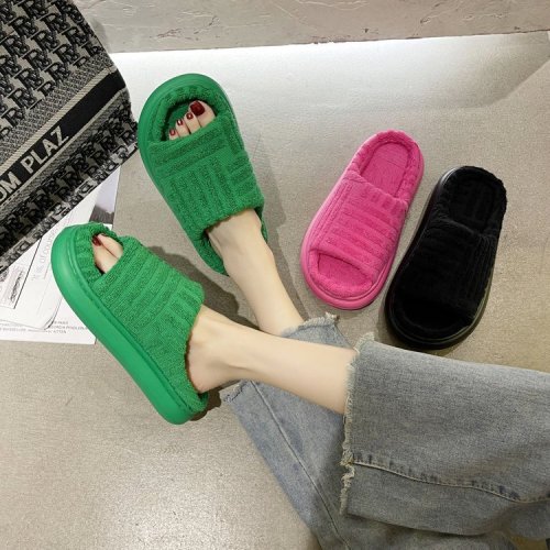 Open Toe Thick Bottom Home Slippers