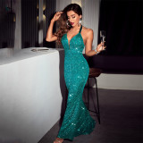 Sequin Beaded Sexy Evening Gown Dress