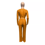 V Neck Crop Top And Wide Leg Pants
