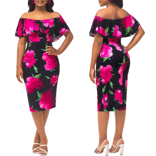 Off Shoulder Floral Sexy Women Dress