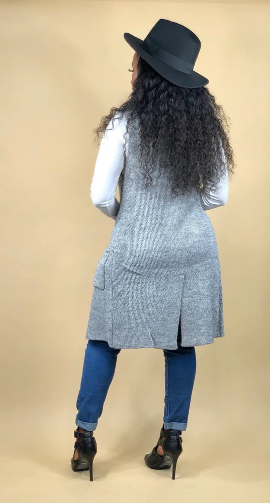 Women Casual Solid Long Vest