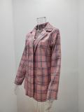 Turn Down Collar Plaid Print Blazer 