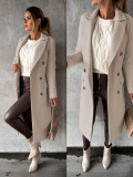 Double Button Women Long Coat