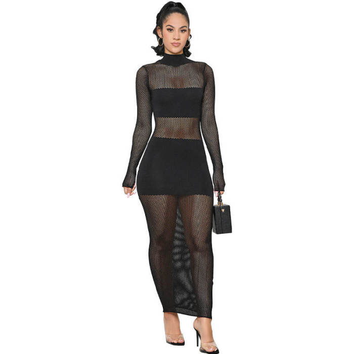 Hollow Out Mesh Sexy Bodycon Dress