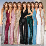 Halter Backless Sexy Sequin Bling Jumpsuit