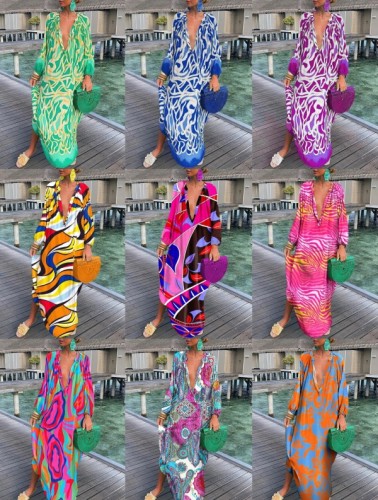 Pattern Print Casual Maxi Long Dress