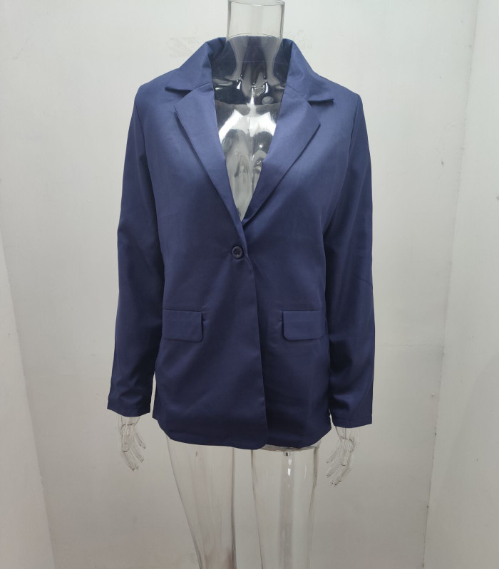 Women's Long Sleeved Solid Color With Single Breasted Suit