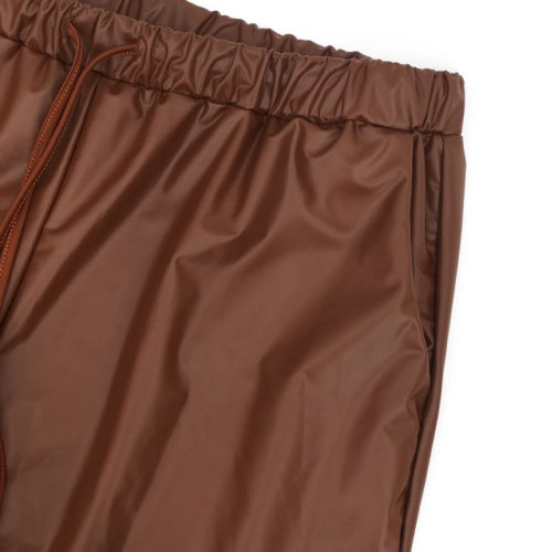 Plus Size Pu Leather 2 Piece Pant Set