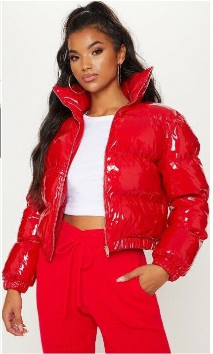 Womens Shiny Down Cotton Padded Cropped Puffer Jacket Bubble Loose Parka Coat