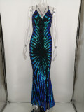 Open Back Sexy Sequin Evening Prom Dress