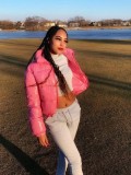 Womens Shiny Down Cotton Padded Cropped Puffer Jacket Bubble Loose Parka Coat