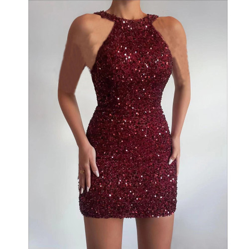 Strapless Sequined Skinny Sleeveless Dress