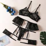 3 Piece Bra And Garter Belt Lingerie Set
