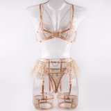 3 Piece Bra And Garter Belt Lingerie Set