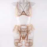 3 Piece Bra And Garter Belt Lingerie Set