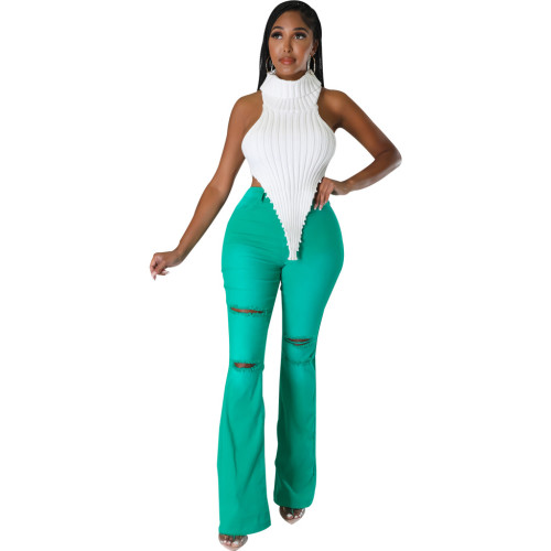 Women's Personalized Ripped Stretch Flare Pants
