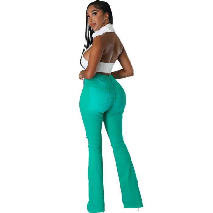 Women's Personalized Ripped Stretch Flare Pants