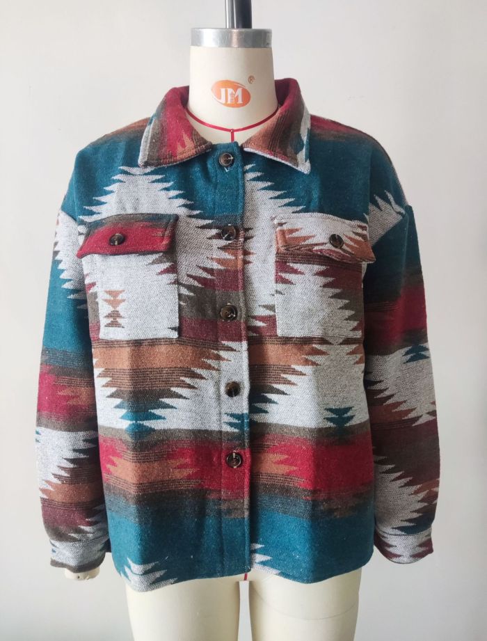 Turn Down Colorful Jacket Top