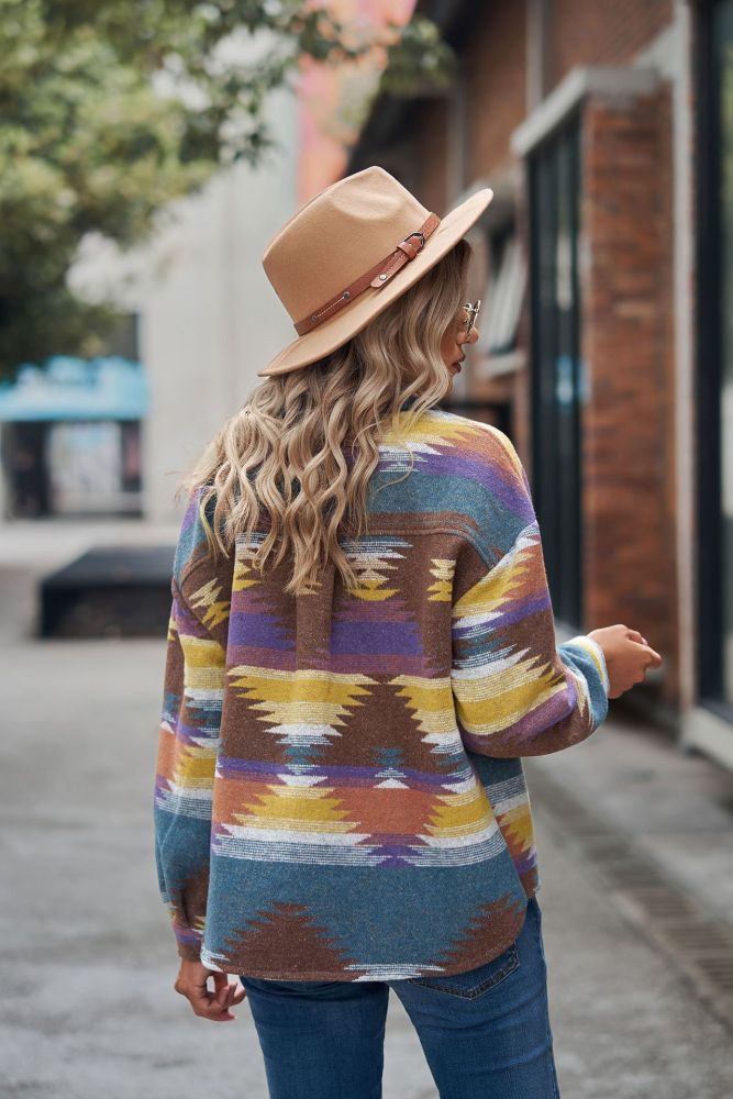 Turn Down Colorful Jacket Top