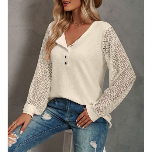 Hollow Sleeve Round Neck Long Sleeve Top