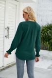 Casual V-neck Solid Color Ruffle Sleeve Loose T-shirt