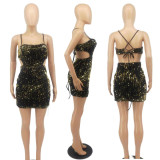 Solid Slign Spice Girl sequin Mini Dress