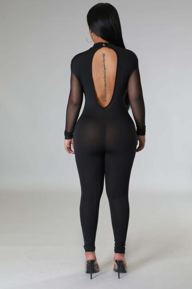 Sequin Mesh Sexy See Through Clubwear  Jumpsuit