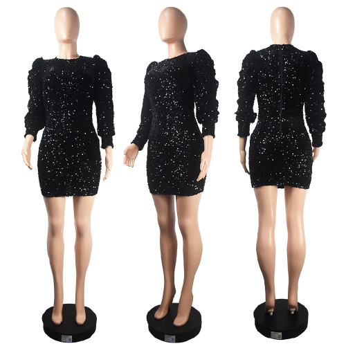 Full Sleeve Sequin Bodycon Dress