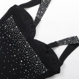Rhinestone Bodysuit And Irregular Skirt Set