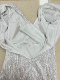Long Sleeve Sequin Irregular Mini Dress