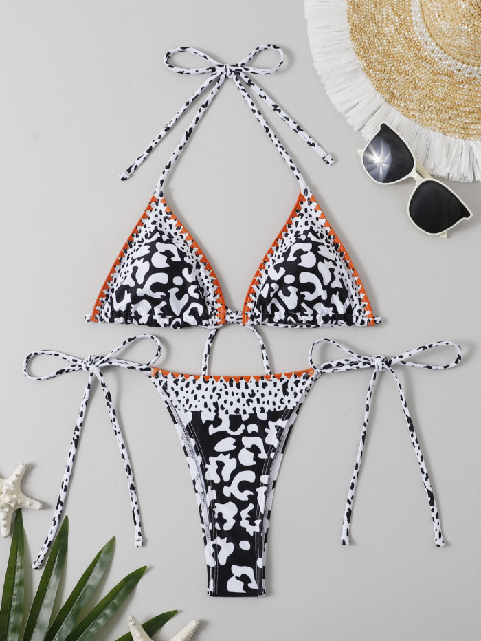 Patter Print String 2 Piece Swimsuit