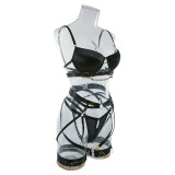 4 Piece Bra And Garter Sexy Lingerie Set