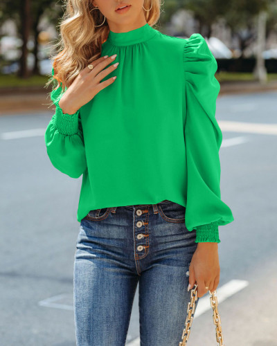 Full Sleeve Solid Color Women Tops