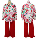 2 Piece Wide Leg Pant Women Plus Size Suit 