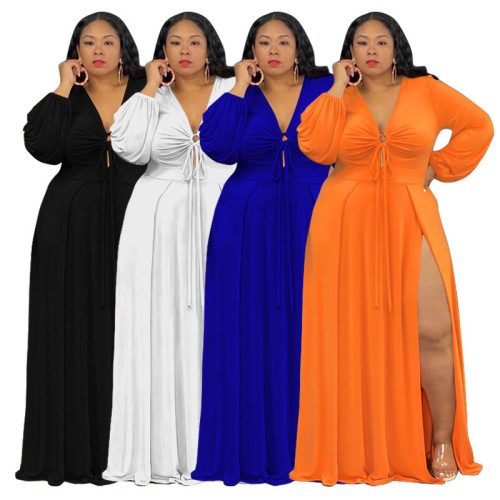 Side Slit Plus Size Sexy Maxi Dress