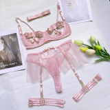 Satin Mesh Sexy Lingerie With Feather