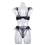 Satin Mesh Sexy Lingerie With Feather