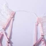 Satin Mesh Sexy Lingerie With Feather