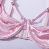 Satin Mesh Sexy Lingerie With Feather