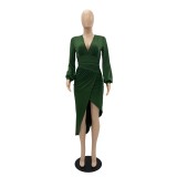 Irregular Sexy Slit Ruffle Bodycon Dress