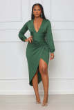 Irregular Sexy Slit Ruffle Bodycon Dress